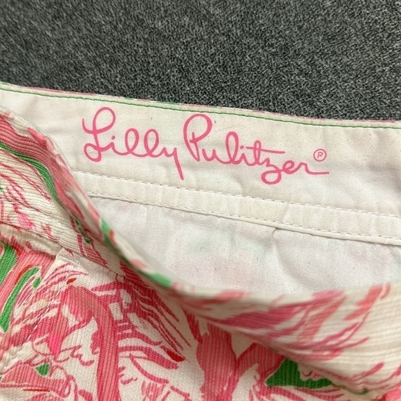 Lilly Pulitzer Size 0 Buttercup Shorts Pink Flamingo Ruffled Trim - Picture 4 of 7